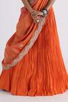 Smriti by Anju Agarwal_Orange Blouse- Bam Silk And Taffeta Lehenga- Organza Hand Pleated Set_Online_at_Aza_Fashions