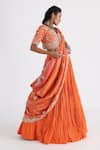 Buy_Smriti by Anju Agarwal_Orange Blouse- Bam Silk And Taffeta Lehenga- Organza Hand Pleated Set_Online_at_Aza_Fashions