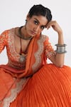 Shop_Smriti by Anju Agarwal_Orange Blouse- Bam Silk And Taffeta Lehenga- Organza Hand Pleated Set_Online_at_Aza_Fashions