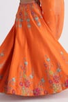 Buy_Smriti by Anju Agarwal_Orange Blouse Bam Silk Embroidered Floral V Neck Zuhur Lehenga Set_Online_at_Aza_Fashions