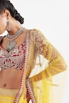 Shop_Smriti by Anju Agarwal_Yellow Lehenga  Taffeta And Organza Miriam Bridal Set _Online_at_Aza_Fashions