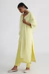 Shop_Smriti by Anju Agarwal_Yellow Kurta  Bam Silk And Mulmul Embroidered Mirror Round Zarina Set _Online_at_Aza_Fashions