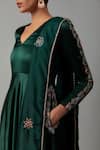 The Aarya_Green Maheshwari, Silk, Cotton Embroidery Round Neck Anarkali Set _Online_at_Aza_Fashions