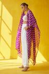 Aapro_Purple Modal Satin And Georgette Cowri Mehak Tie Dye Kaftan & Wide Legged Pant Set_Online_at_Aza_Fashions