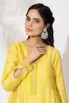 The Aarya_Yellow Chanderi, Viscose, Organza Embroidery V-neck Anarkali Set _at_Aza_Fashions
