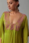 The Aarya Green Satin Beads Square Neck Embroidered Kaftan Online at Aza Fashions The Aarya_Green Satin Beads Square Neck Embroidered Kaftan _Online_at_Aza_Fashions