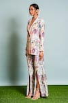 Shop_The Dramebaaz Co_Ivory Muslin Printed Japanese Macaques Notch Collar Jacket With Pant  _Online_at_Aza_Fashions