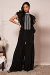 Buy_Vanshika Agarwal Label_Black Organza, Bamberg Silk, Lining Embroidered Top And Sharara Flared Pant Set _Online_at_Aza_Fashions
