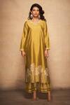 Buy_Gulabo by Abu Sandeep_Green Pure Chanderi Silk Placement Stripe Pattern Kurta_Online_at_Aza_Fashions