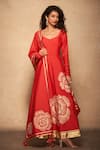 Gulabo by Abu Sandeep_Red 100% Pure Chanderi Silk Embellished Gota Patti Border Anarkali  _Online_at_Aza_Fashions