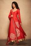 Gulabo by Abu Sandeep_Red 100% Pure Chanderi Silk Embellished Placement Patti Rose Pattern Dupatta_Online_at_Aza_Fashions