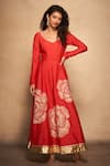 Buy_Gulabo by Abu Sandeep_Red 100% Pure Chanderi Silk Embellished Gota Patti Border Anarkali  _at_Aza_Fashions