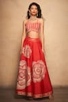 Buy_Gulabo by Abu Sandeep_Red 100% Pure Chanderi Silk Embellished Gota Rose Pattern Skirt _at_Aza_Fashions