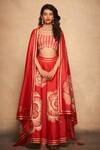 Shop_Gulabo by Abu Sandeep_Red 100% Pure Chanderi Silk Embellished Gota Rose Pattern Skirt _Online_at_Aza_Fashions