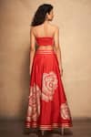 Buy_Gulabo by Abu Sandeep_Red 100% Pure Chanderi Silk Embellished Gota Rose Pattern Skirt 