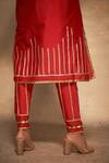 Buy_Gulabo By Abu Sandeep_Red 100% Pure Chanderi Silk Embellished Gota Stripe Pattern Straight Fit Pant_Online_at_Aza_Fashions