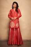 Gulabo by Abu Sandeep_Red Pure Chanderi Silk Short Kurta_Online_at_Aza_Fashions