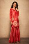 Buy_Gulabo by Abu Sandeep_Red Pure Chanderi Silk Short Kurta_Online_at_Aza_Fashions
