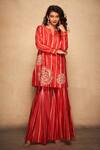 Shop_Gulabo by Abu Sandeep_Red Pure Chanderi Silk Short Kurta_Online_at_Aza_Fashions