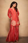 Gulabo by Abu Sandeep_Red Pure Chanderi Silk Short Kurta_at_Aza_Fashions