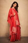 Shop_Gulabo by Abu Sandeep_Red 100% Pure Chanderi Silk Embellished Placement Patti Rose Pattern Dupatta_Online_at_Aza_Fashions