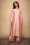 Buy_Gulabo by Abu Sandeep_Pink Pure Chanderi Silk A-line Kurta_Online_at_Aza_Fashions