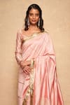 Gulabo by Abu Sandeep_Pink 100% Pure Chanderi Silk Embellished Gota Saree _Online_at_Aza_Fashions