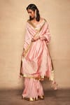 Gulabo by Abu Sandeep_Pink 100% Pure Chanderi Silk Embellished Gota Saree _at_Aza_Fashions