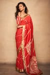 Gulabo by Abu Sandeep_Red 100% Pure Chanderi Silk Embellished Gota Border Saree _Online_at_Aza_Fashions