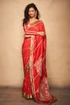 Buy_Gulabo by Abu Sandeep_Red 100% Pure Chanderi Silk Embellished Gota Border Saree _Online_at_Aza_Fashions