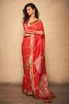 Shop_Gulabo by Abu Sandeep_Red 100% Pure Chanderi Silk Embellished Gota Border Saree _Online_at_Aza_Fashions