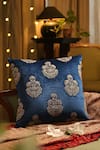 Amoliconcepts_Blue Viscose Velvet Embroidery Zari Cushion Cover_Online_at_Aza_Fashions