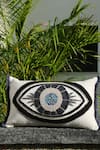 Amoliconcepts_White Cotton Embellished Evil Eye Cushion Cover_Online_at_Aza_Fashions