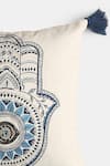 Buy_Amoliconcepts_White Cotton Embroidery Hamsa Cushion Cover_Online_at_Aza_Fashions