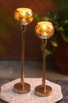 Amoliconcepts_Gold Glass And Aluminium Tealight Holders - Set Of 2_Online_at_Aza_Fashions