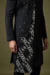 Buy_Paarsh_Black Terry Cotton Embroidered Cut Dana Work Achkan Trouser Set 