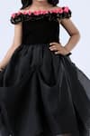 Pinkcow designs pvt ltd_Black Organza Embroidery Applique Floral Draped Gown _Online_at_Aza_Fashions