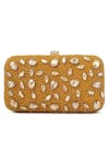 Buy_A Clutch Story_Yellow Embellished Velvet Crystal Studded Clutch _Online_at_Aza_Fashions