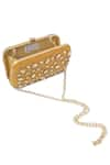 Shop_A Clutch Story_Yellow Embellished Velvet Crystal Studded Clutch _Online_at_Aza_Fashions