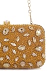 A Clutch Story_Yellow Embellished Velvet Crystal Studded Clutch _at_Aza_Fashions