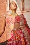 Aditi Gupta_Coral Banarasi Chanderi Woven And Embroidered Mughal Bridal Lehenga Set  _Online_at_Aza_Fashions