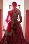 Aditi Gupta_Pink Banarasi Chanderi Floral Quatrefoil Pattern Bridal Lehenga Set _Online_at_Aza_Fashions