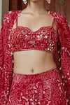 Shop_Arpita Mehta_Red Georgette Print Floral Sweetheart Flower Embroidered Blouse And Sharara Set _Online_at_Aza_Fashions