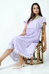 Jyoti Bansal_Purple Cotton Round Neck Cottage Girl Overlay Midi Dress _Online_at_Aza_Fashions