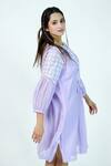 Jyoti Bansal_Purple Cotton Lace Round Neck Chequered Pattern Yoke Tunic _Online_at_Aza_Fashions