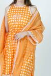 Buy_Jyoti Bansal_Orange Kota Embroidered Border Floral Lace Cape _Online_at_Aza_Fashions