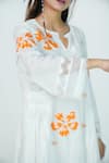 Shop_Jyoti Bansal_White Cambric Cotton Applique Floral Notched Neck Marshmallow Tunic _at_Aza_Fashions