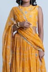 Shop_Nautanky_Yellow Blouse- Viscose Silk Printed Ikat Round Lehenga Set _Online_at_Aza_Fashions