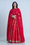 Shop_Nautanky_Red Blouse And Lehenga Raw Silk Dupatta Organza Embroidery Floral Bridal Set _Online_at_Aza_Fashions