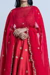 Nautanky_Red Blouse And Lehenga Raw Silk Dupatta Organza Embroidery Floral Bridal Set _at_Aza_Fashions